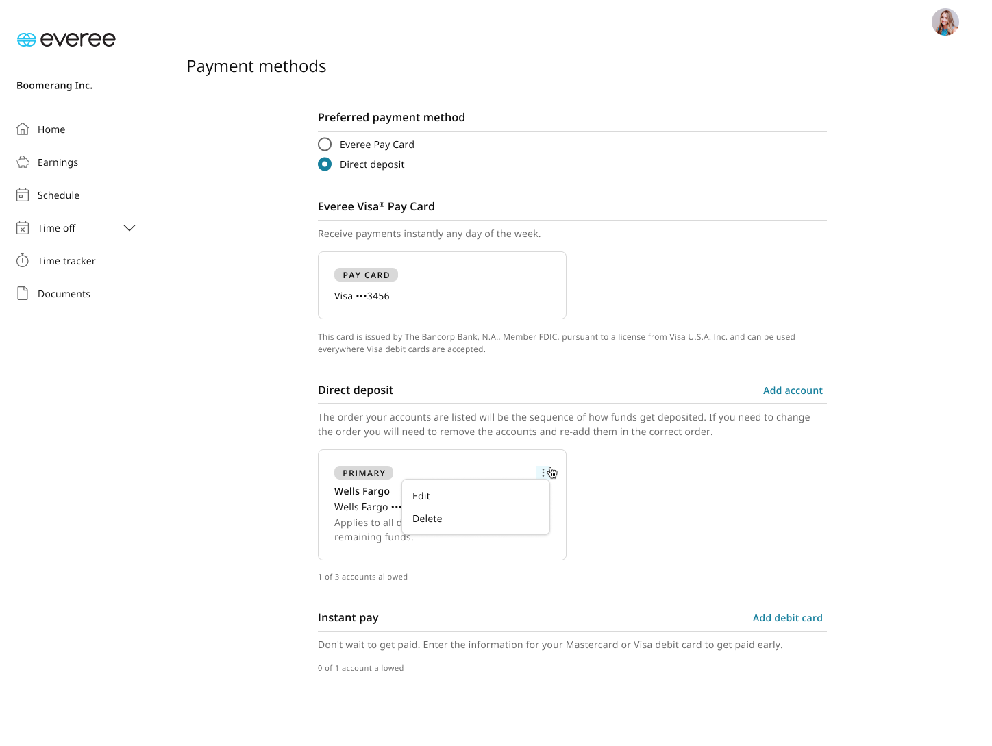 How to delete or update your direct deposit account information