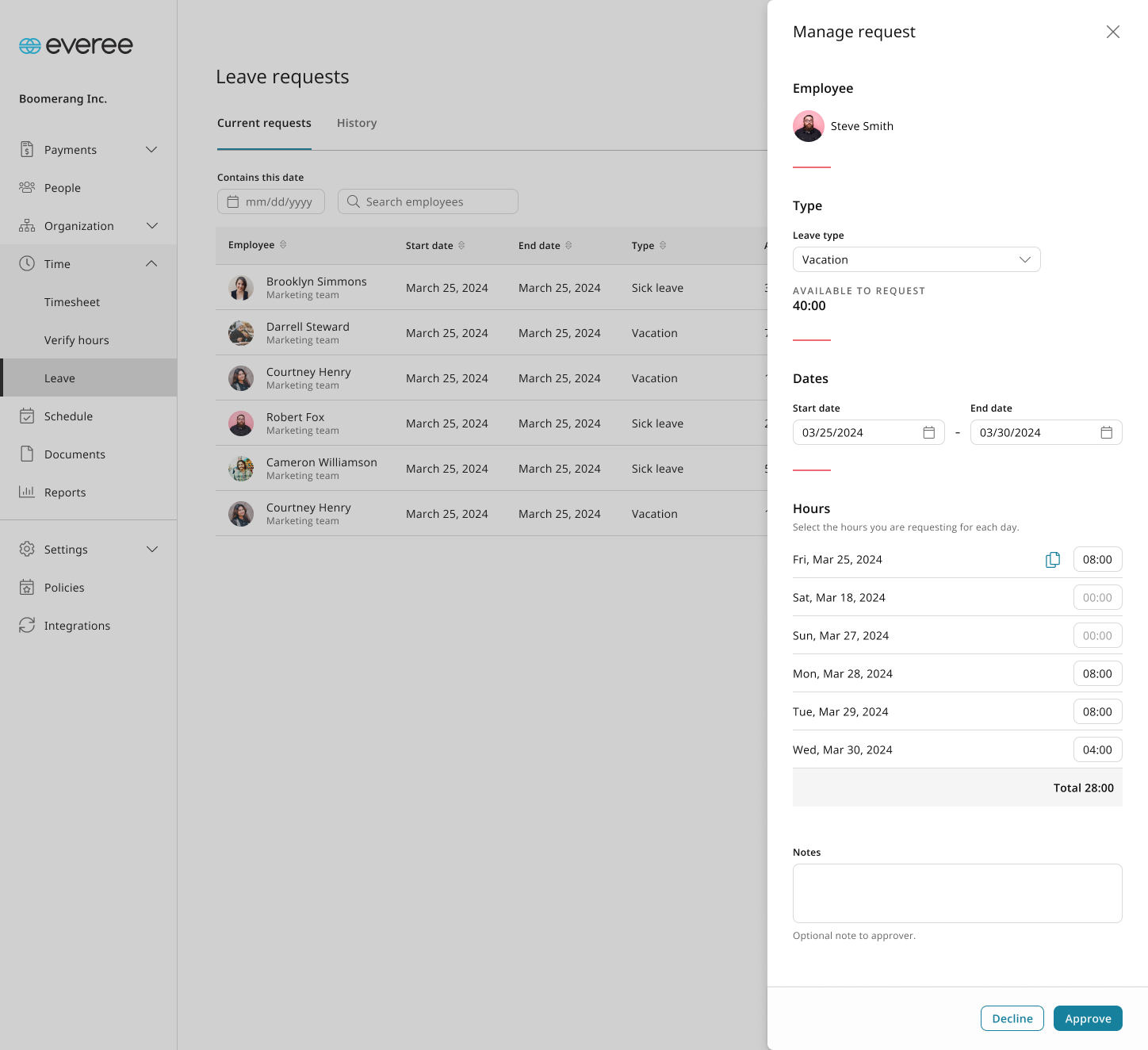 How to manage worker leave/time off requests