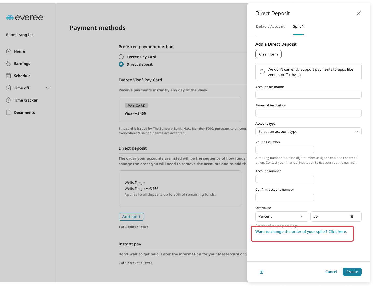 How to delete or update your direct deposit account information