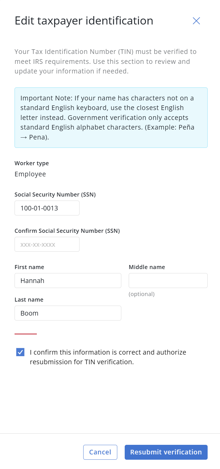 How to fix a failed TIN verification (Worker Guide)